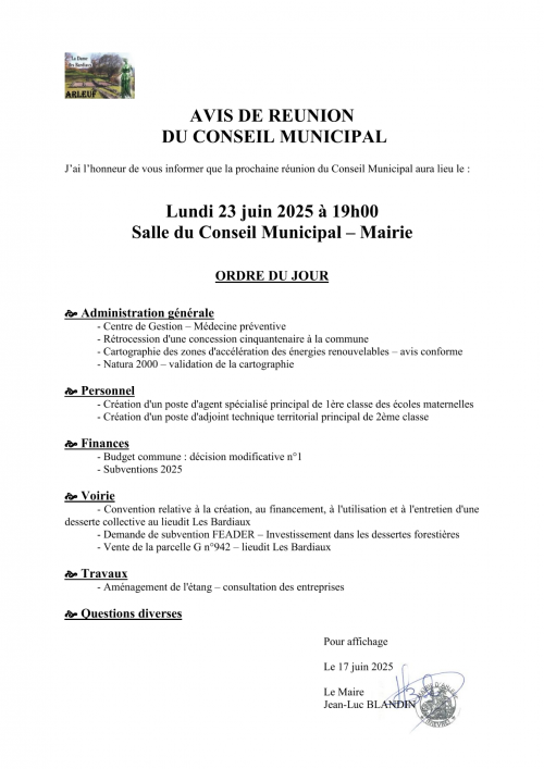 Conseil municipal du 23 juin 2025