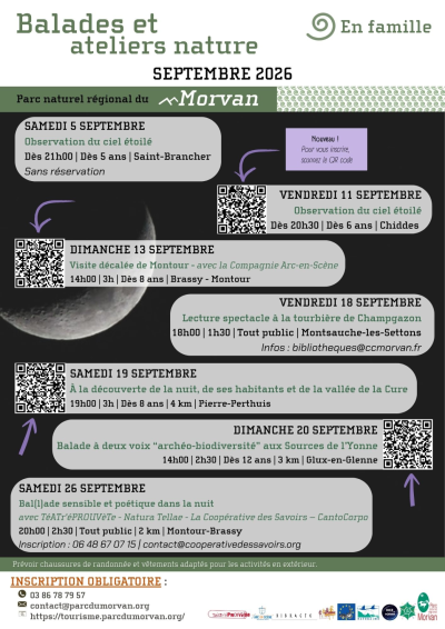 Balades et ateliers nature - Septembre 2026 - Parc du Morvan